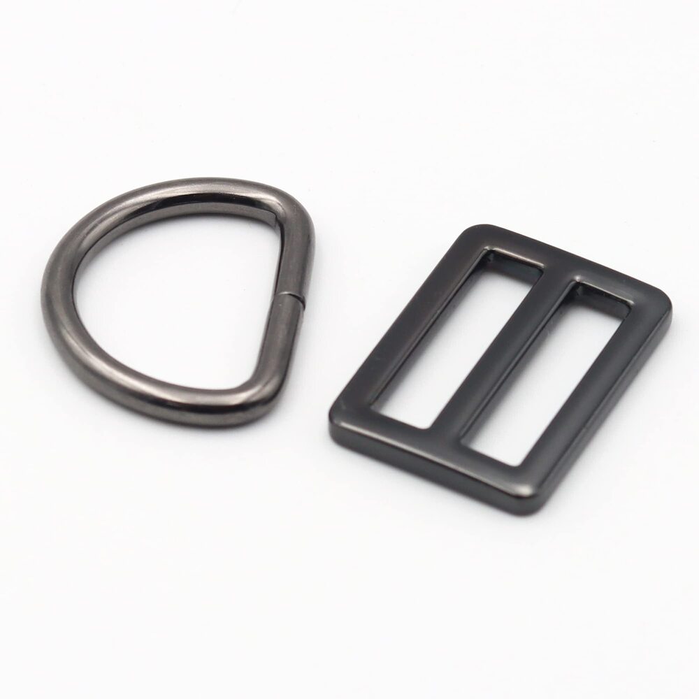 2108 36 pcs Metal D Rings and 8 pcs Flat Metal Slide Buckle Belt